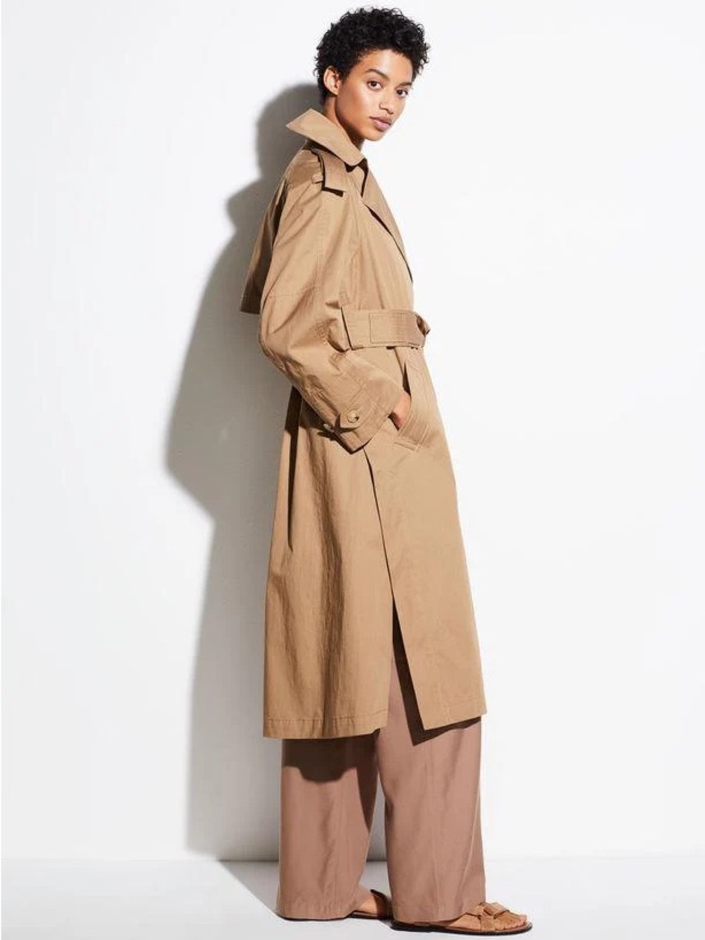 Vince Women’s Dark Khaki Belted Cotton Trench Jacket—M - Picture 4 of 14